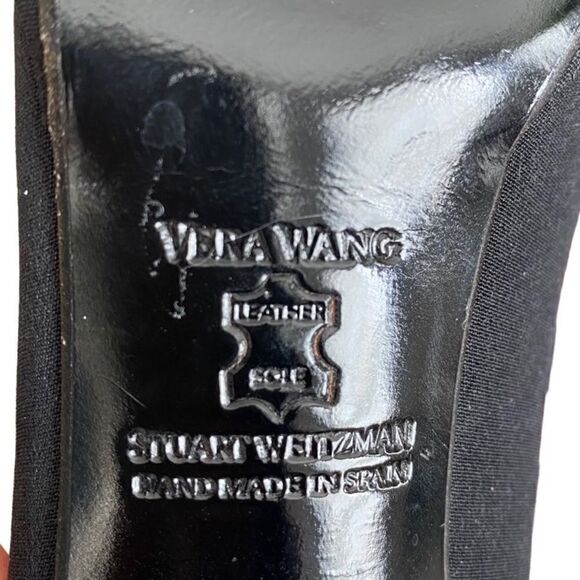 Vera Wang X Stuart Weitzman Heel Pointed Toe Pumps Heels Black 6 - Picture 7 of 8